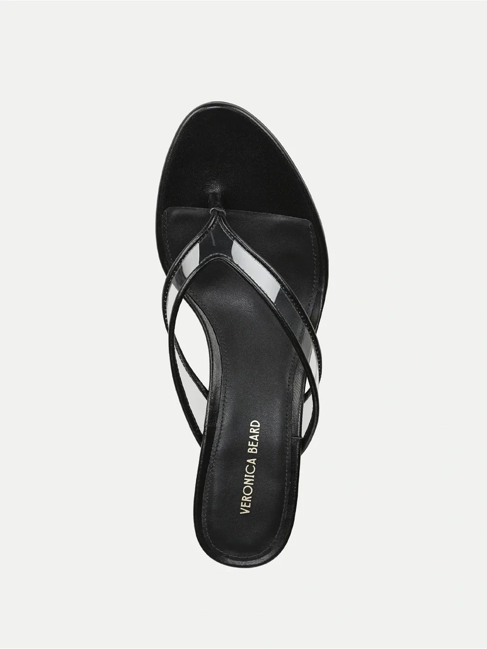Veronica Beard clea jelly Black Leather and clear plastic Wedge Thong Sandals 10